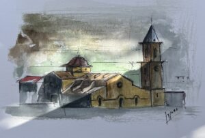 aquarela de la iglesia católica de Turre